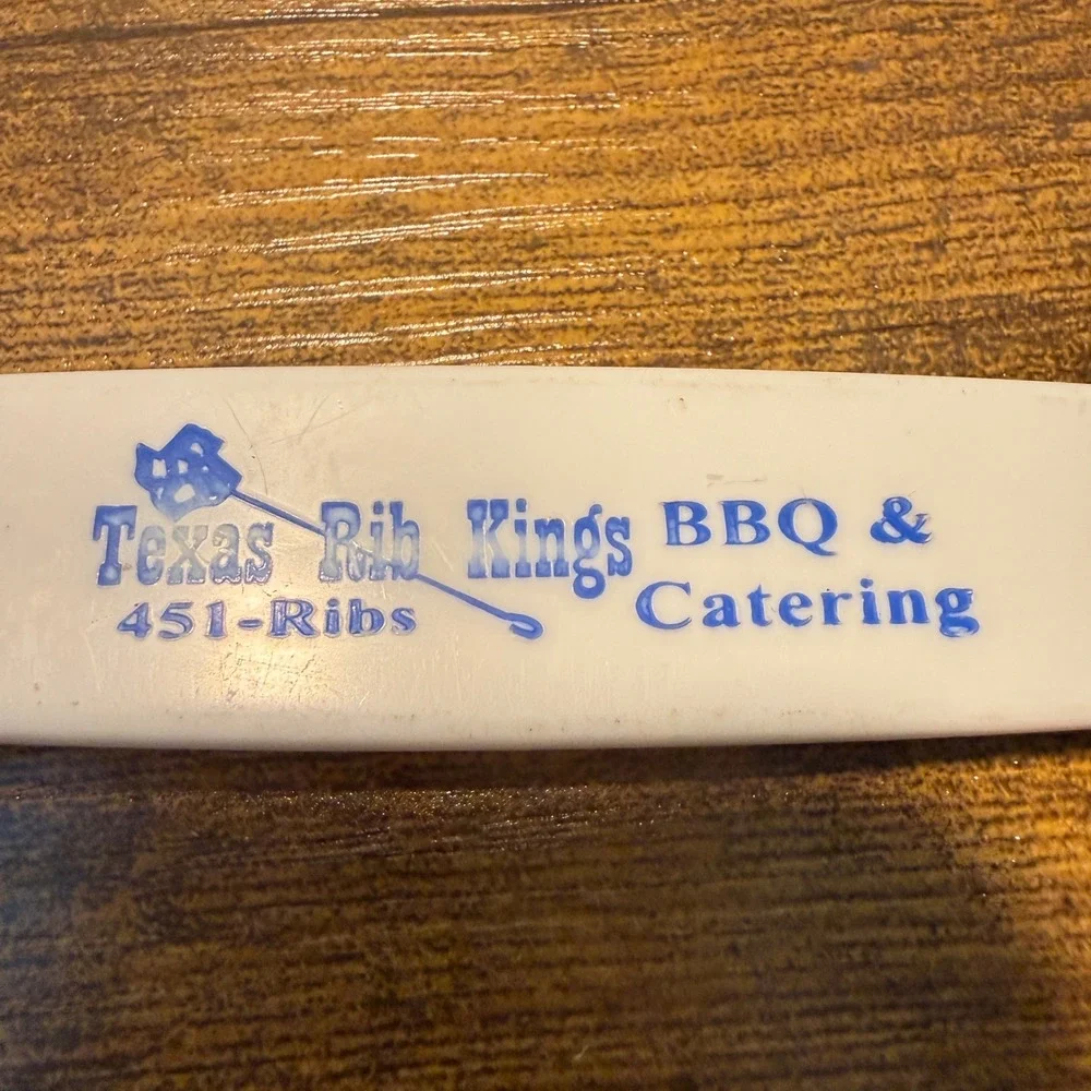 Texas Rib Kings BBQ Catering White Plastic Mixing Spoon 11.5